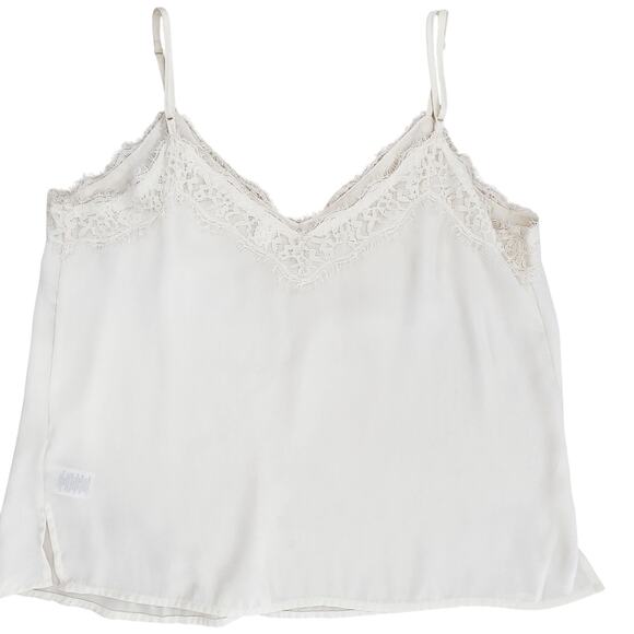BP Women’s Camisole Lace Trim Crop Top V Neck Adjustable Straps White Medium - Picture 4 of 8